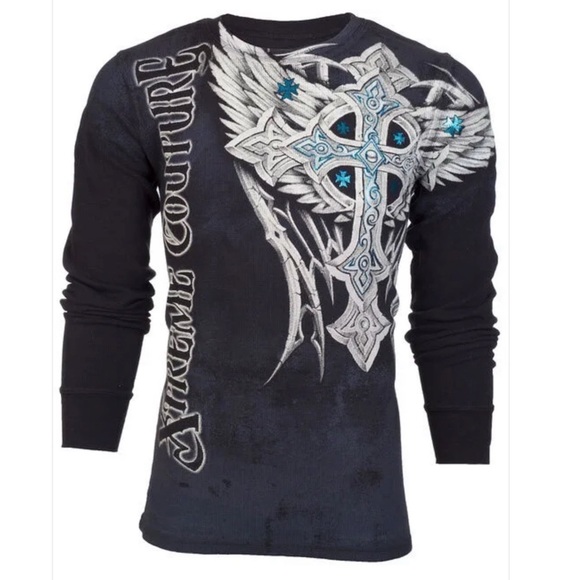 Xtreme Couture by Affliction Men's Thermal Shirt Panther - Picture 6 of 9